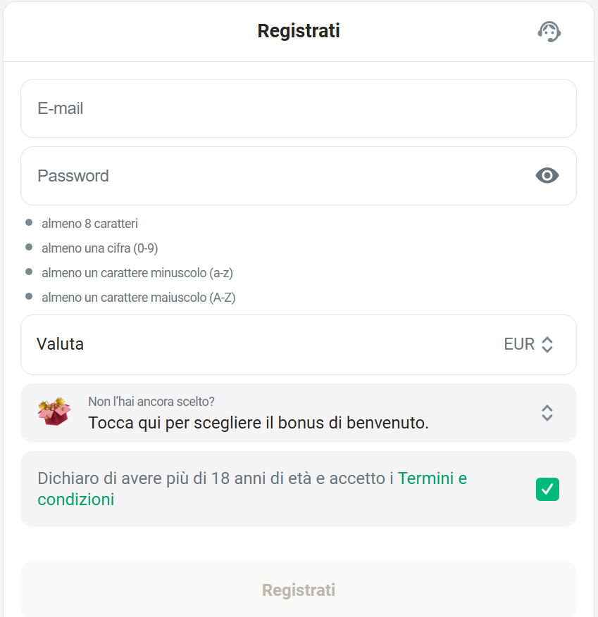Royalsea registration form in Italy