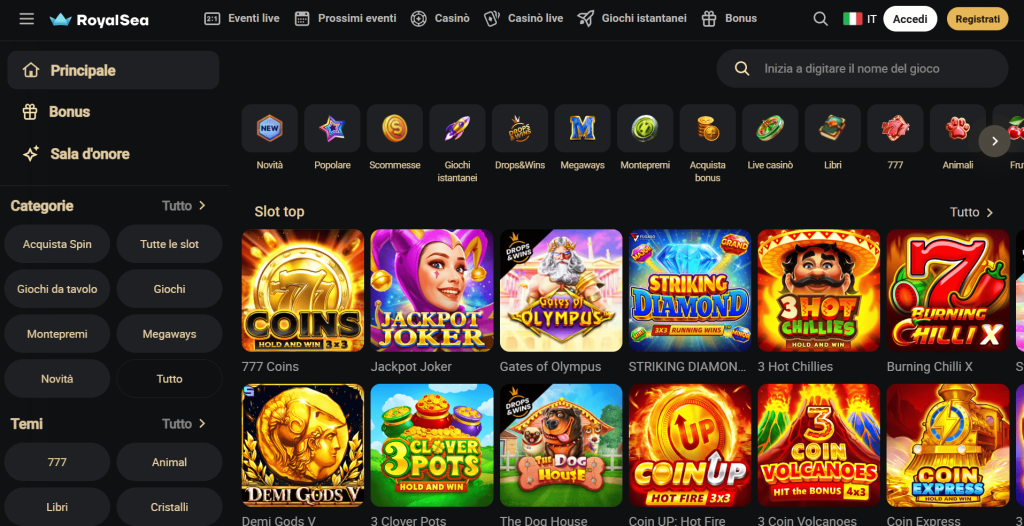 Royalsea casino homepage